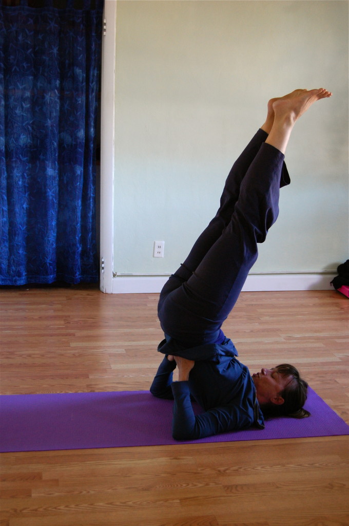 Candlestick Posture. Anytime, you are teaching at a corporation or location that does not have adequate props and blankets, always protect the C-7 vertebrae by having your student take their legs to a 75 degree angle.  Unless you are advanced yoga students who prefers full shoulder stand and is fully aware of the risks involved, start with this one.  This is a safe modification perfectly accessible to any student with any level of background.